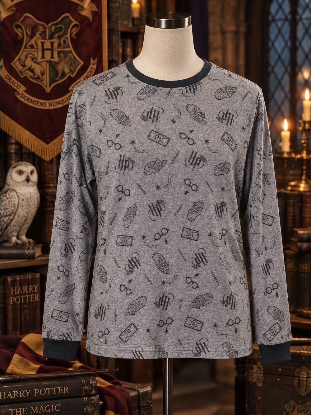 Harry Potter All Over Print Cozy Pajama Sleep Shirt M - Excellent Condition!